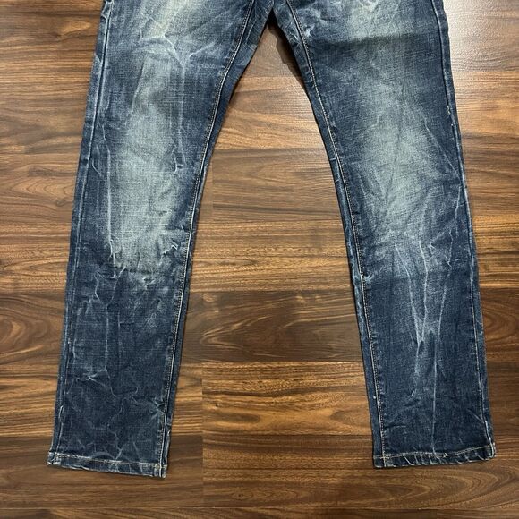 FRANKIE MORELLO Extra Premium Denim Mens Jeans Acid Wash 32x34 Cotton Very Stiff - Picture 5 of 13